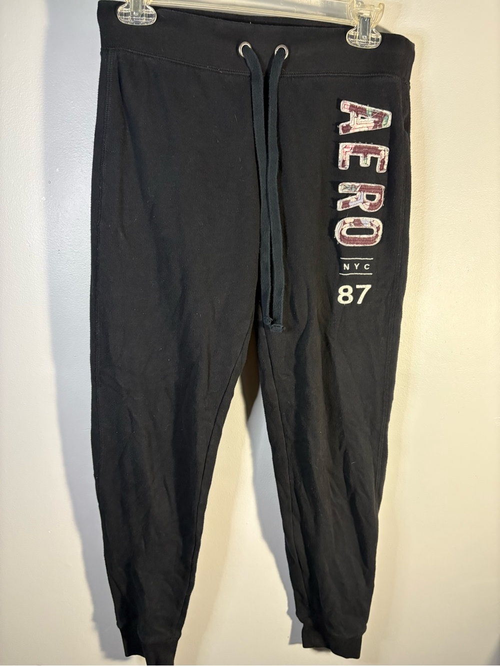 Aeropostale Black Sweatpant Joggers with Side Logo